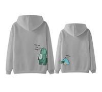 Générique Hommes Beaux Sweats à Capuche Sweat Dinosaure Pull pour Les Amoureux Correspondant Sweat pour Couple Mariage, Anniversaire, Jeunes mariés (Grey, XXL)
