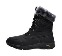 Générique Hommes bottes de neige extérieur épais et en peluche chaud coton haut haut antidérapant et résistant à l'usure bottes de randonnée à long tube (Black,45)