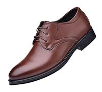 Générique Hommes d'affaires Pointu-Toe Chaussures Cuir À Bout Pointu Homme Mariage Dressing Oxford sans Lacets Habillées Formelles Oxfords Chaussures De Costume Tendance pour Homme Ville Marron 42