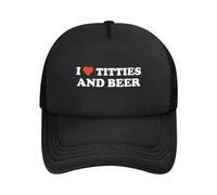 Générique Hommes Dames Mode Hommes Femmes J’Aime Les Seins et la bière Humour Trucker Cap Vintage Mesh Casquettes de Baseball Snapback Chapeau Chapeaux de Golf réglables Automne Cadeau Unisexe