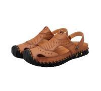 Générique Hommes Deux en Un surdimensionné Cuir de Vache Anti dérapage Casual Eau Wading Sports Creux Respirant Casquette Chaussures de Plage (Khaki,41)