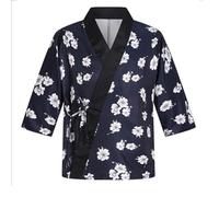 Générique Hommes Femmes Manteau De Chef Kimono Japonais Veste De Chef à Manches Courtes Vêtements De Travail(Size:m,Color:Blue)