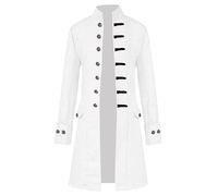 Générique Hommes Hiver Chaud Tailcoat Veste Pardessus Outwear Boutons Manteau White XL