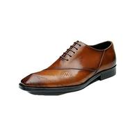 Générique Hommes Lacer Chaussures De Robe De Oxford Brogues Derbys Chaussures Formelles Talon Bloc Bas Oxfords De Mariage, Fête, Bal,Marron,37 EU