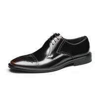 Générique Hommes Lacer Chaussures De Robe De Ville Bout Droit Cuir Chaussures De Business Classiques Bout Pointu Derby Brogue Oxfords,Marron,40 EU