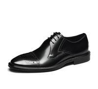 Générique Hommes Lacer Chaussures De Robe De Ville Bout Droit Cuir Chaussures De Business Classiques Bout Pointu Derby Brogue Oxfords,Noir,43 EU