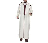 Générique Hommes Musulmans Vêtements Robe Musulmane à Manches Longues Djellaba Vêtement Musulmans Arabe Kandoura à Capuche Quamis Musulman Homme Saoudien Arabe Robe Longue Ethnique Peignoir Caftan
