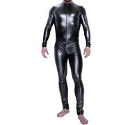 Générique Hommes Sexy Latex Cuir Verni Collants Fermeture Éclair Avant Manches Longues Body Latex Wetlook Lingerie Cardigan Discothèque Scène Tenues Uniforme Tentation,Noir,XL