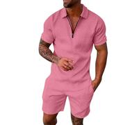 Générique Hommes Survêtement d'été 2 Pièces Manches Courtes T-shirts Polo Jogging Ensemble de Chemises Pantalon court Business Tenue de Loisir