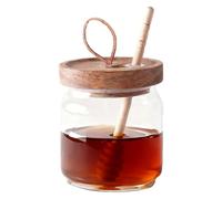 Générique Honey Jar - Leakproof Clear Syrup Container | Glass Dispenser with Drip Free Lid Airtight Storage for Foods, Jams, Liquid, Apartment, Kitchen, Restaurant, Breakfast or Table Pantry Use