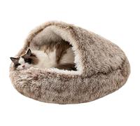 Générique Hooded Cat Bed - Lit Capuche pour Chat | Niche d'hiver Chaude Et Douillette avec Couvercle pour Chien | Panier Peluche en Coton PP | Auto-Chauffant, Coussin De Couchage Rond Confortable