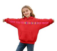 Générique Hoodie Enfant Ado I L0ve You This Much Hoodie Cadeau Saint Valentin Enfant Sweat à Capuche pour Enfantssweat à Capuche Multicolore Taille 2-14 Ans (Red, 7-8 Y)