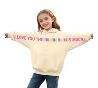 Générique Hoodie Enfant Ado I L0ve You This Much Hoodie Cadeau Saint Valentin Enfant Sweat à Capuche pour Enfantssweat à Capuche Multicolore Taille 2-14 Ans (Beige, 13-14 Y)