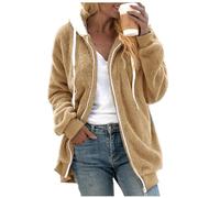 Générique Hoodie Femme Zippé Oversize - Sweat Femme Outwear Molleton Hauts avec Cordon De Serrage Coat Manche Longue Sweatshirt Chaude Hoodie Automne Hiver Tops Confortable Hauts Mode Sweat-Shirt