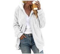 Générique Hoodie Femme Zippé Oversize - Sweat Femme Outwear Molleton Hauts avec Cordon De Serrage Coat Manche Longue Sweatshirt Chaude Hoodie Automne Hiver Tops Confortable Hauts Mode Sweat-Shirt