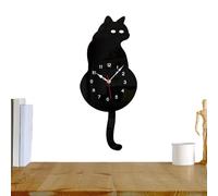 Générique Horloge Chat Murale,Horloge Animale avec Queue Qui Oscille - Décoration Murale Silencieuse Mignonne pour Salon Chambre Cuisine Bureau