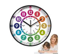 Générique Horloge d'apprentissage pour - Minuterie Murale Silencieuse De 25,4 Cm, Outil Éducatif sans Tic-, Décoration De Chambre À Coucher, Fonctionne À Piles, Aide Pédagogique Colorée pour Garçons,