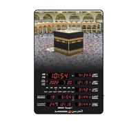 Générique Horloge de Prière Musulmane Murale, Affichage LED avec Image de la Kaaba, 32 cm x 48 cm, avec Télécommande AL HARAMEEN HA-5163