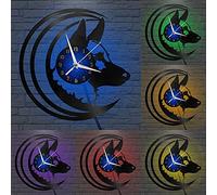 Générique Horloge Murale en Vinyle Grand Format à décoration de Berger Allemand Courageux pour fêtes, décor Mural Art Moderne 12 Pouces pour Salon. Cadeaux (B-avec L)