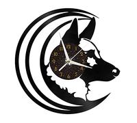 Générique Horloge Murale en Vinyle Grand Format à décoration de Berger Allemand Courageux pour fêtes, décor Mural Art Moderne 12 Pouces pour Salon. Cadeaux (M-sans L)