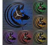 Générique Horloge Murale en Vinyle Grand Format à décoration de Berger Allemand Courageux pour fêtes, décor Mural Art Moderne 12 Pouces pour Salon. Cadeaux (M-avec L)