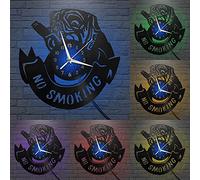 Générique Horloge Murale en Vinyle Grand Format à décoration de Conseils Interdit DE Fumer et Chien Shar Pei pour fêtes, décor Mural Art Moderne 12 Pouces pour Salon. Cadeaux (B-avec L)