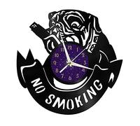 Générique Horloge Murale en Vinyle Grand Format à décoration de Conseils Interdit DE Fumer et Chien Shar Pei pour fêtes, décor Mural Art Moderne 12 Pouces pour Salon. Cadeaux (V-sans L)