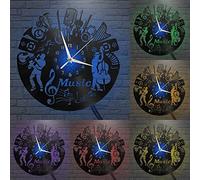 Générique Horloge Murale en Vinyle Grand Format à décoration de Spectacle Musical Professionnel pour fêtes, décor Mural Art Moderne 12 Pouces pour Salon. Cadeaux (B-avec L)