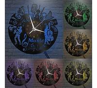 Générique Horloge Murale en Vinyle Grand Format à décoration de Spectacle Musical Professionnel pour fêtes, décor Mural Art Moderne 12 Pouces pour Salon. Cadeaux (M-avec L)