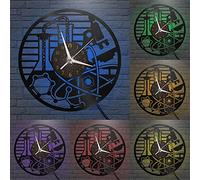 Générique Horloge Murale en Vinyle Grand Format à décoration de thème de Flacon Chimique, Tube à essai et Microscope pour fêtes, décor Mural Art Moderne 12 Pouces pour Salon. Cadeaux (M-avec L)