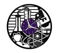 Générique Horloge Murale en Vinyle Grand Format à décoration de thème de Flacon Chimique, Tube à essai et Microscope pour fêtes, décor Mural Art Moderne 12 Pouces pour Salon. Cadeaux (V-sans L)