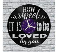 Générique Horloge Murale en Vinyle Grand Format à thème « How Sweet It is to be Loved by You » pour fêtes, décor Mural Art Moderne 12 Pouces pour Salon. Cadeaux (V-sans L)