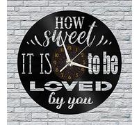 Générique Horloge Murale en Vinyle Grand Format à thème « How Sweet It is to be Loved by You » pour fêtes, décor Mural Art Moderne 12 Pouces pour Salon. Cadeaux (M-sans L)