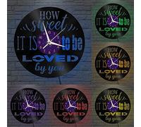 Générique Horloge Murale en Vinyle Grand Format à thème « How Sweet It is to be Loved by You » pour fêtes, décor Mural Art Moderne 12 Pouces pour Salon. Cadeaux (V-avec L)