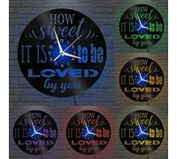 Générique Horloge Murale en Vinyle Grand Format à thème « How Sweet It is to be Loved by You » pour fêtes, décor Mural Art Moderne 12 Pouces pour Salon. Cadeaux (B-avec L)