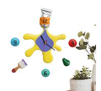 Générique Horloge Murale | Horloge Décorative à Éclaboussures de Peinture pour Atelier | Sculpture Vibrante en Résine Fonctionne sur Piles pour Maison Bureau Café Salle de Classe Buanderie