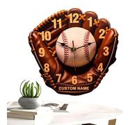 Générique Horloge Murale - Horloge Murale de Chambre Inspirée du Baseball | Accessoire en Bois Créatif pour Chambre d'enfant, Salon, Bureau et Cuisine