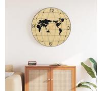 Générique Horloge Murale Jaune et Noir Ø50 cm Bois d'ingénierie,Horloges murales,1.85KG-4008406