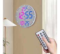 Générique Horloge Murale LED Couleur, Réveil à Télécommande Multifonction, Grand Affichage De La Température Et De La Date, Réglage De La Luminosité à Trois Niveaux, Convient Au Salon
