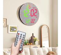 Générique Horloge Murale LED Couleur, Réveil à Télécommande Multifonction, Horloge à Grand Affichage De Police, Réglage De La Luminosité à Plusieurs Niveaux