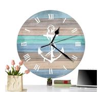 Générique Horloge Murale Marine - 30 Cm Facile À Lire | Pendule Bleue Thème Plage avec Aspect Rustique Rétro | Article De Décoration en Bois pour Salon Cuisine Bureau Chambre