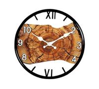 Générique Horloge Murale Ronde Décorative et Silencieuse Contemporaine en Bois avec Cadre Léger, Idéale pour La Chambre, Le Salon Ou Le Bureau, Chiffres Romains