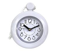 Générique Horloge Tenture Murale Salle De Bains Douche Moderne Petites Horloges Silencieuses Coutil Non Décoratif Cuisine Décor Montre Bois Automatique (White, One Size)