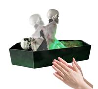 Générique Horror Coffin Prop - Voice Activated Skeleton, Scary Sound Ornament, Green LED Illumination, Cemetery Park Essential | Haunted House Attraction, Designed for Garden Outdoor Decoration Setup