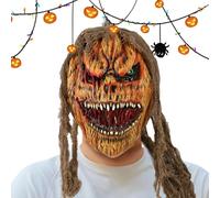 Générique Horror Pumpkin Masquerade, Creepy Face Cover, Cosplay Costume Mask, 9.45x10.24 inches, Scary Themed Accessory for Carnival Holidays Celebration Role-Play Dress-Up