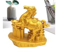 Générique Horse Statue - Golden Metal Figurine, Prosperity Animal Sculpture| Decorative Desk Ornament for Home Room Shelf Mantel Bookshelf Tabletop Car Celebration Display, 8 * 8.5cm/3.15 * 3.35in