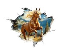 Générique Horse Wallpaper Decor, Removable Adhesive Picture, Cartoon Horse Hole Design with Easy Stick, Fun Wall Sticker Accessories for Living Room Bedroom Nursery Bathroom Home House Bar Usage
