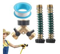 Générique Hose Splitter 2 Way, Water Spigot Splitters with Spring Protector, 3x4 inch Thread Connector, Hose Adapter for Farm, Yard, Lawn, Patio, RV, Outdoor, Garden, Irrigation, Camping