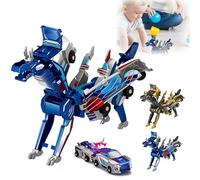 Générique Hotfree Dinosaur Transformer Car Toy, Magnetic Cars Transform Into Dinosaurs, 2025 2 in 1 Fun Collision Transforming Car Toys, Party Favors Gift for Birthday, Christmas (Blue)
