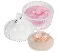 Générique Houppette Douce pour Poudre Corporelle Boîte en Verre, Set Maquillage Bébé Beige et Rose, Applicateur Peluche pour Peau Fragile et Soin Délicat
